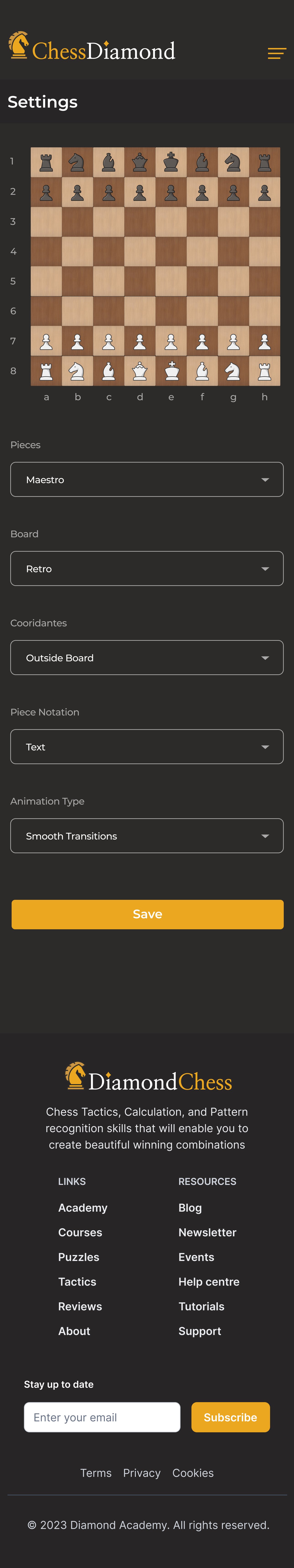 Chess Mobile Settings