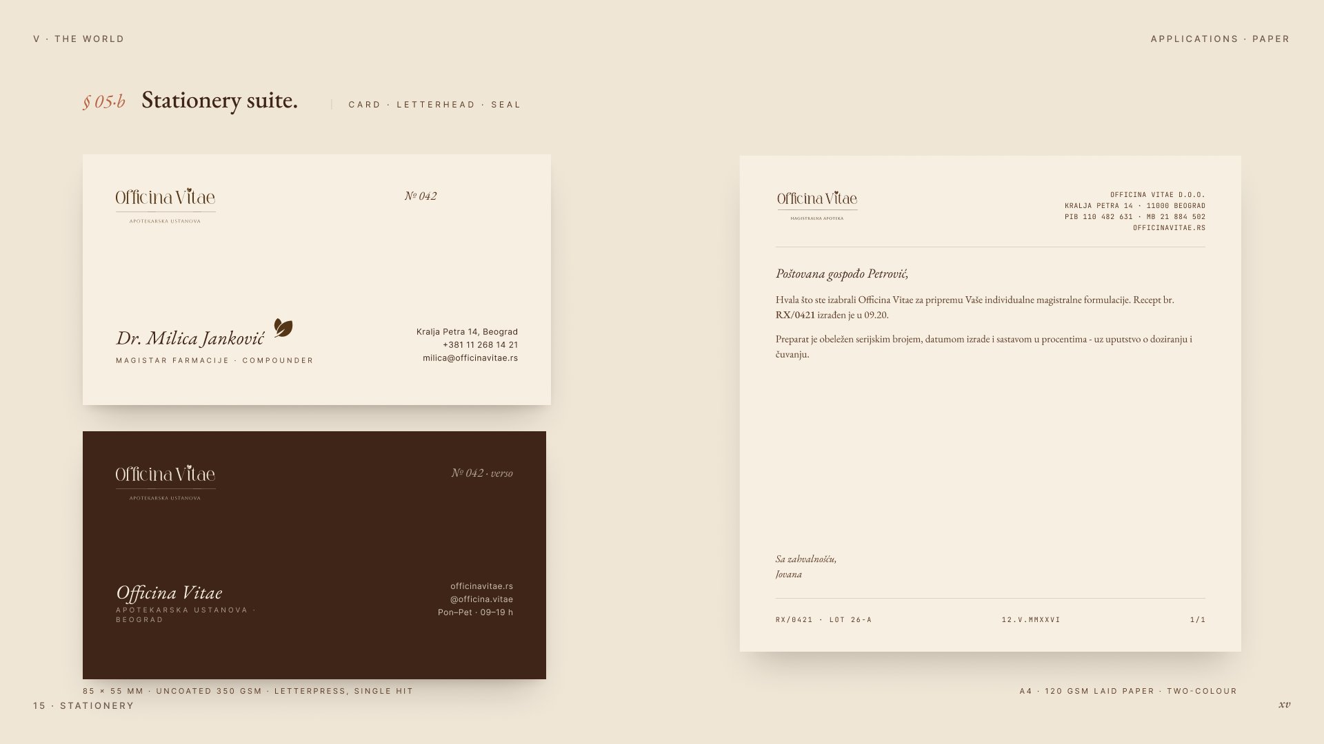 Officina Vitae Stationery